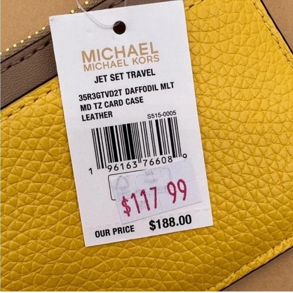 Michael Kors Tan and Yellow Card Holder
